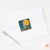 Witch Flying Past Moon - Halloween Sticker (Envelop)