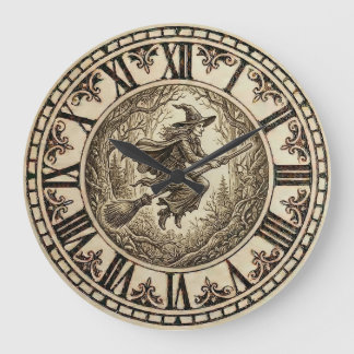 Witch Forest Wall Clock | Wood-Burned Style Grote Klok
