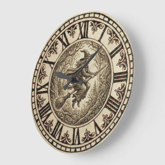 Witch Forest wooden Wall Clock  Grote Klok (Hoek)