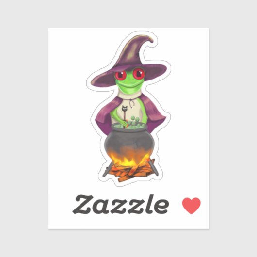 Witch Frog Halloween Custom-Cut Vinyl Sticker