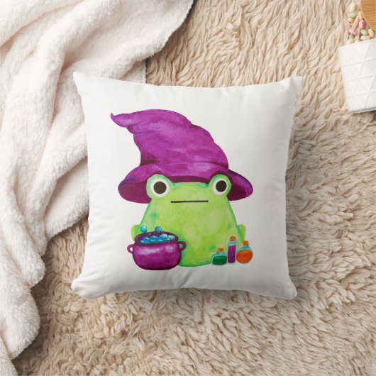 Witch Frog Met Cauldron En Potions Waterverf Kussen (Deken)