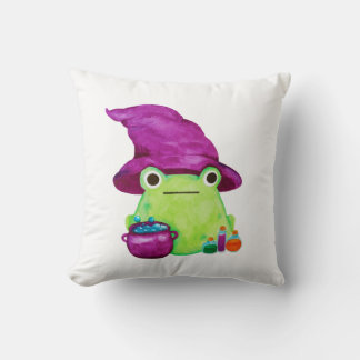 Witch Frog Met Cauldron En Potions Waterverf Kussen