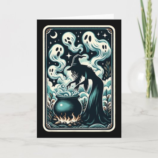 Witch Ghost Cauldron Gothic Supernatural Tarot Aut Kaart (Voorkant)