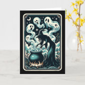 Witch Ghost Cauldron Gothic Supernatural Tarot Aut Kaart (Gele Bloem)