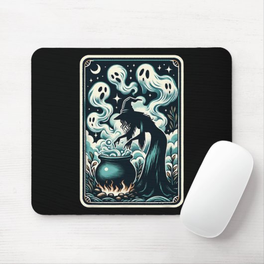 Witch Ghost Cauldron Gothic Supernatural Tarot Aut Muismat (Met muis)