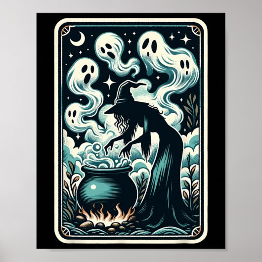 Witch Ghost Cauldron Gothic Supernatural Tarot Aut Poster (Voorkant)