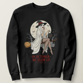 Witch Ghost Halloween Design – In October We Glow  Trui