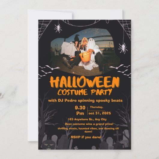 Witch Ghost Kostuums Halloween Party Spooky Uitnod Kaart (Voorkant)