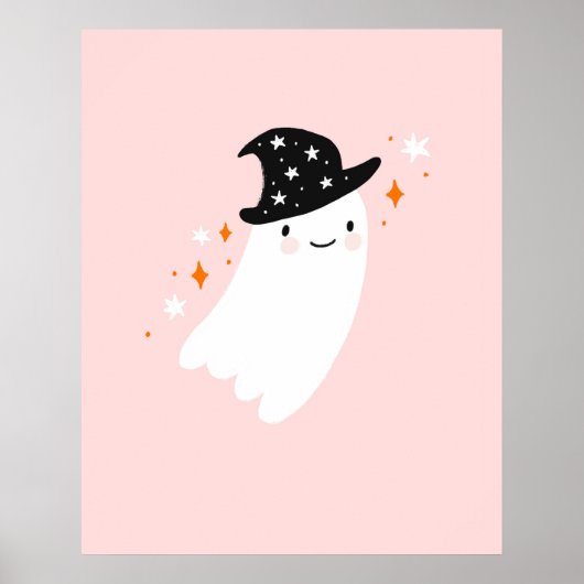 Witch Ghost Roze Halloween Poster (Voorkant)