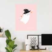 Witch Ghost Roze Halloween Poster (Thuiskantoor)