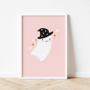 Witch Ghost Roze Halloween Poster