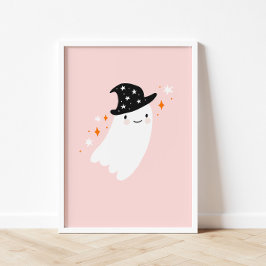 Witch Ghost Roze Halloween Poster