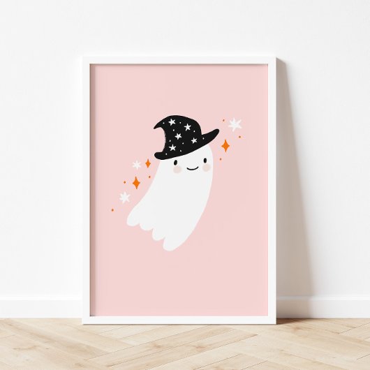 Witch Ghost Roze Halloween Poster