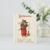 Witch Girl Cat Halloween Rhyme Briefkaart (Staand voorkant)