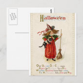 Witch Girl Cat Halloween Rhyme Briefkaart (Voorkant / Achterkant)
