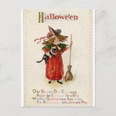Witch Girl Cat Halloween Rhyme Briefkaart (Voorkant)