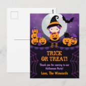 Witch Girl Pumpkins Halloween Party Dank je Briefkaart (Voorkant / Achterkant)