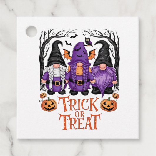 Witch Gnome Gothic Gnomes Zwart Sinaasappel Hallow Bedankjes Labels (Voorkant)