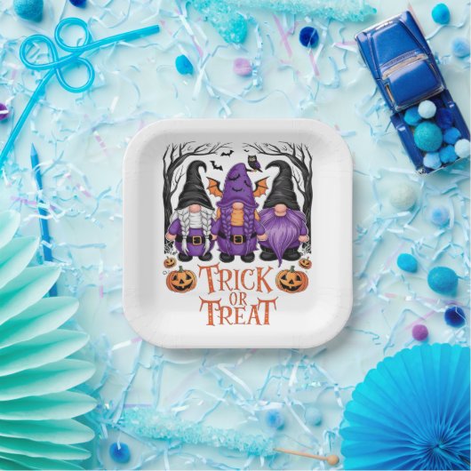 Witch Gnomes Pumpkins Gothic Halloween Party Papieren Bordje (Feest)