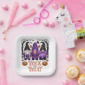 Witch Gnomes Pumpkins Gothic Halloween Party Papieren Bordje (Feest)