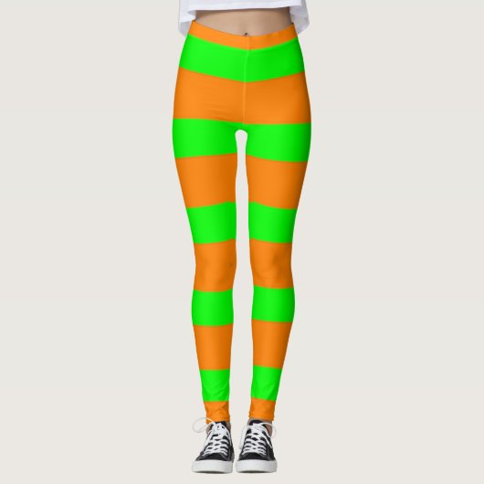 Witch Green en Oranje Pattern Leggings (Voorkant)