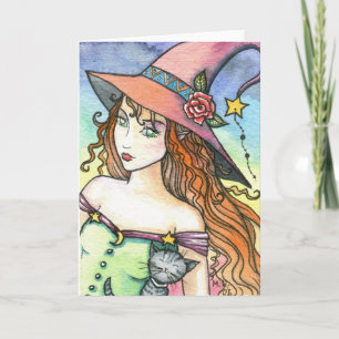 Witch Grey Tabby Kaart Notecard beroemd gemaakt do