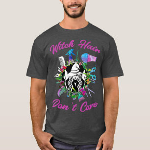 Witch Hair Dont Care Halloween Scissors Broom T-shirt