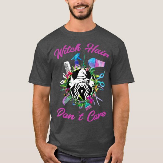 Witch Hair Dont Care Halloween Scissors Broom T-shirt (Voorkant)