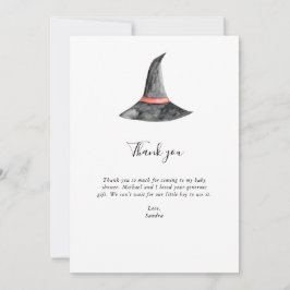 Witch Halloween Baby shower Dank je Minimal Bedankkaart
