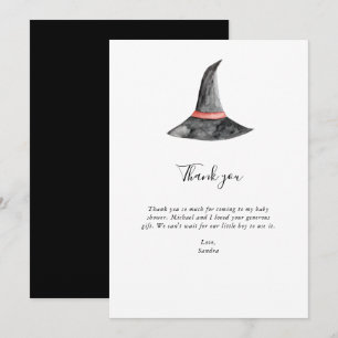 Witch Halloween Baby shower Dank je Minimal Bedankkaart