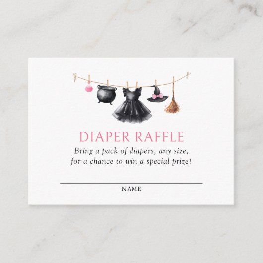 Witch Halloween Baby Shower Diaper Raffle Ticket Informatiekaartje (Voorkant)