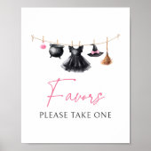 Witch Halloween Baby Shower Favors Sign Poster (Voorkant)