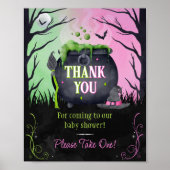 Witch Halloween Baby shower Favors Sign Poster (Voorkant)