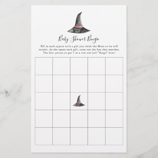 Witch Halloween Baby shower Game Bingo Cute Flyer (Voorkant)
