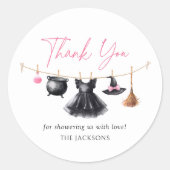 Witch Halloween Baby Shower Ronde Sticker (Voorkant)