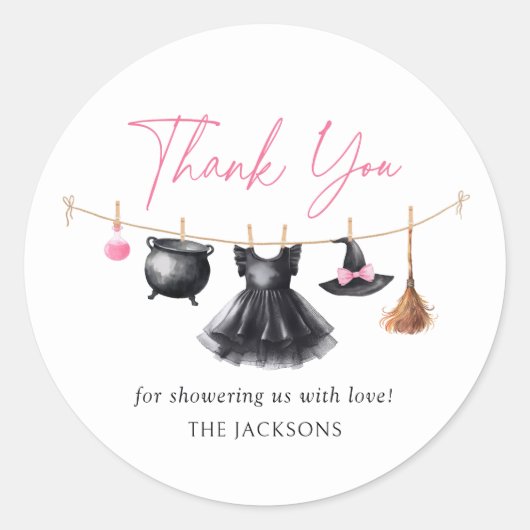 Witch Halloween Baby Shower Ronde Sticker (Voorkant)