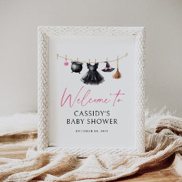 Witch Halloween Baby shower Welkom Teken Poster