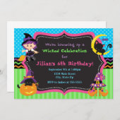Witch Halloween Birthday Party Invitation Kaart (Voorkant / Achterkant)