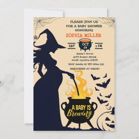 Witch Halloween Cauldron Baby is bezig met het bro Kaart (Voorkant)