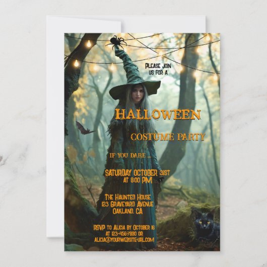 Witch Halloween Costume Party Kaart (Voorkant)