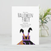 Witch Halloween Cute Birthday Party Event Kaart (Staand voorkant)