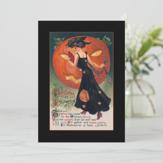  Witch Halloween Greeting met Bloody Text Kaart (Staand voorkant)