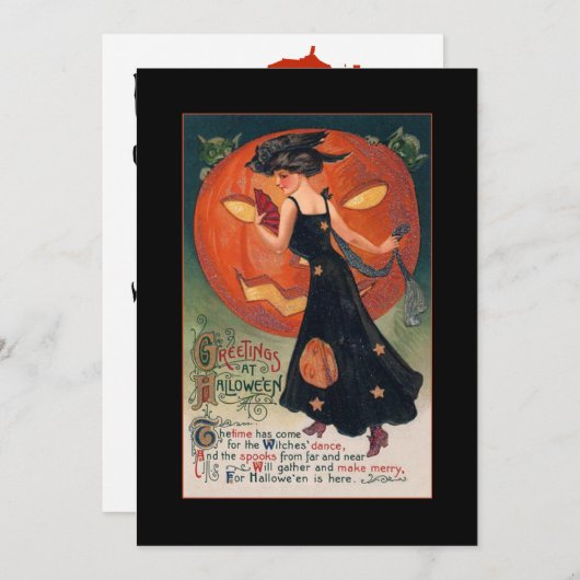  Witch Halloween Greeting met Bloody Text Kaart (Voorkant / Achterkant)