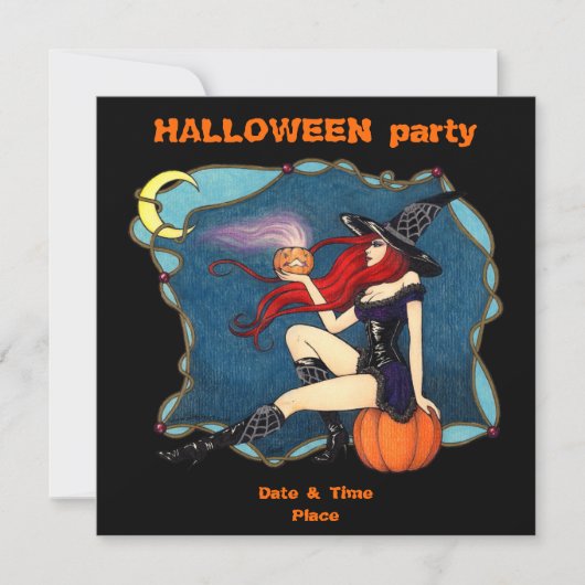 Witch Halloween met rode haren Kaart (Voorkant)