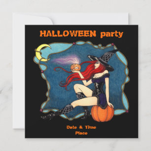 Witch Halloween met rode haren Kaart