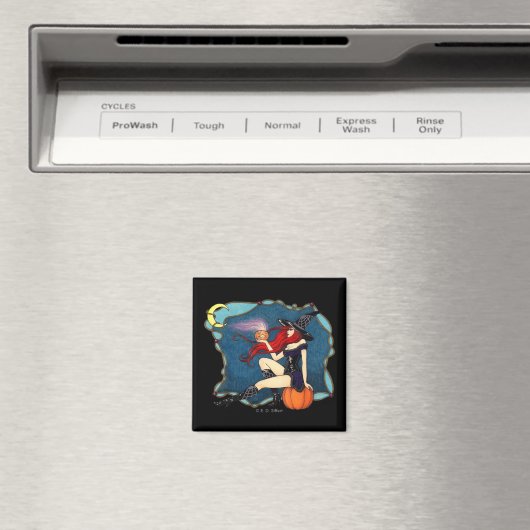 Witch Halloween met rode haren Magneet (Insitu (Vaatwasser))