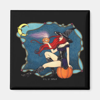 Witch Halloween met rode haren Magneet