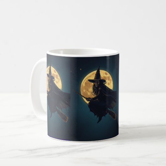 Witch Halloween Mok – Spooky Coffee Cup Gift (Voorkant links)