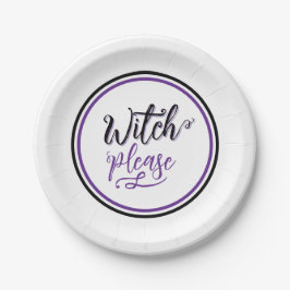Witch Halloween Party Black Purple Papieren Bordje