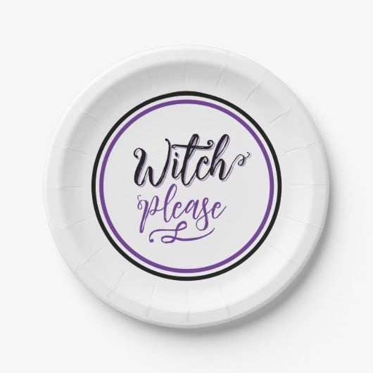 Witch Halloween Party Black Purple Papieren Bordje (Voorkant)